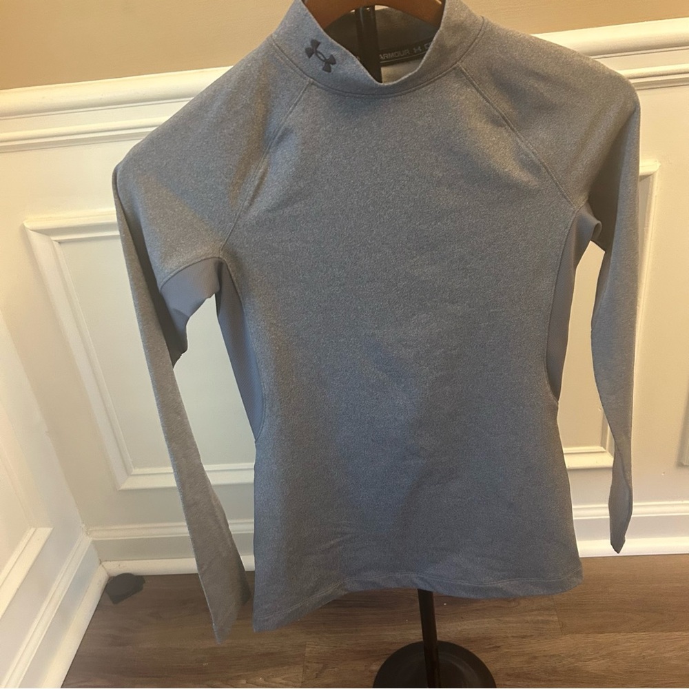 Under Armour Womens Neck T-Shirt, Charcoal Light Heather Black, X-Small New - Picture 9 of 9